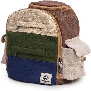 Mini Hemp Backpack Cute Multipocket Functional - Eco Friendly Unisex Rustic Bag Durable by Freakmandu