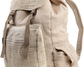 Spacious Natural Hemp Backpack - Eco-Friendly Large Daypack for Men and Women - Handcrafted Hemp Bag with Generous Storage