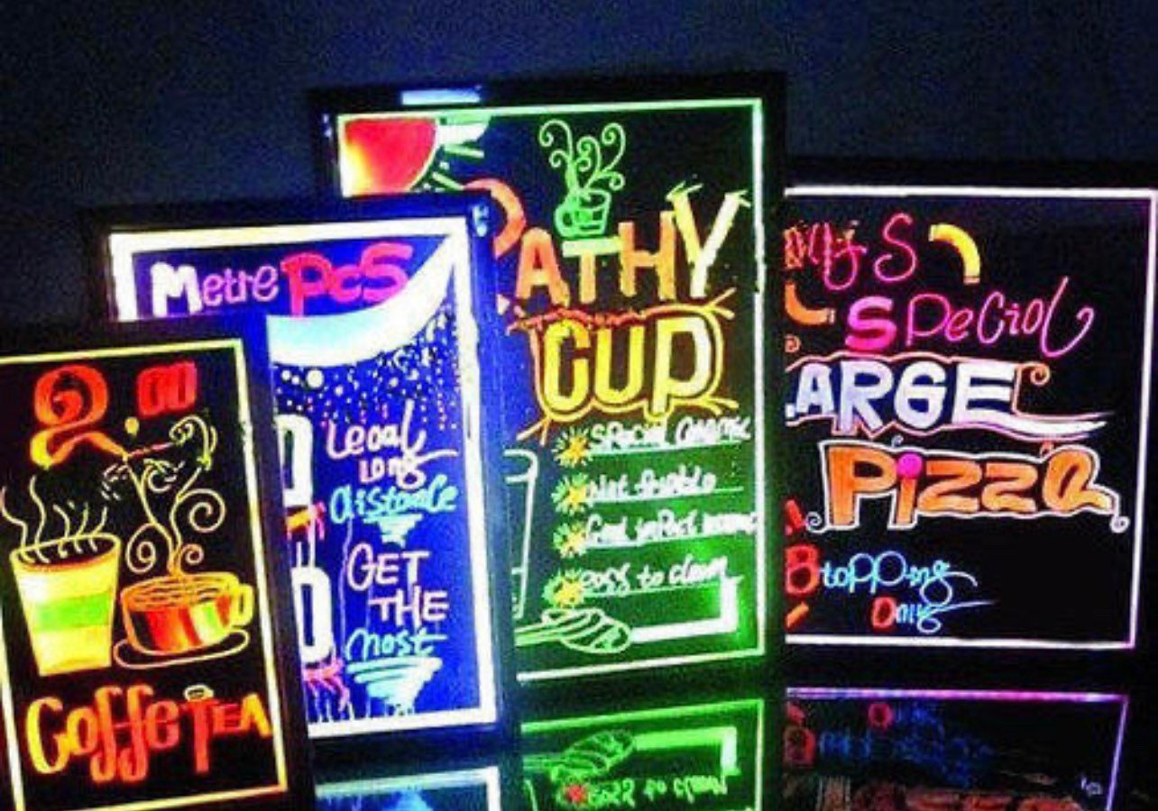 Flashing Boards LED Light-Up Dry Erase Menu Sign Message Writing Neon –  SnapZapp