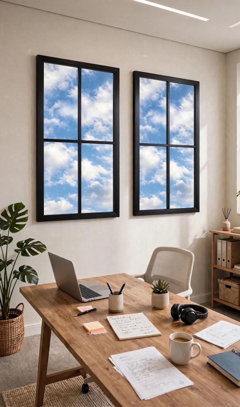 Fake Led Window Night New LED Faux Window Light Box Dimmable Cloud Sky Fake Ceiling Light ...