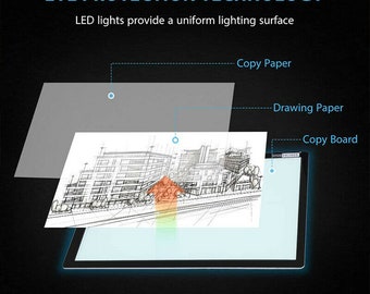 USB 18.3L X 13.3W X 0.2T LED Artist Tattoo Stencil Board Light Box Tracing  Drawing Board Pad Table 