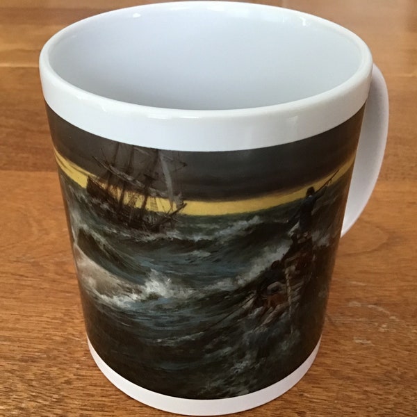 Moby Dick,The Great White Whale and Captain Ahab on a Ceramic Coffee Mug.Artwork  From Artist Andy Thomas.A Coffee Mug For Him or Her.