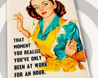 Funny Work Humor Fridge Magnet, Retro Maid 2"x3" Metal Magnet