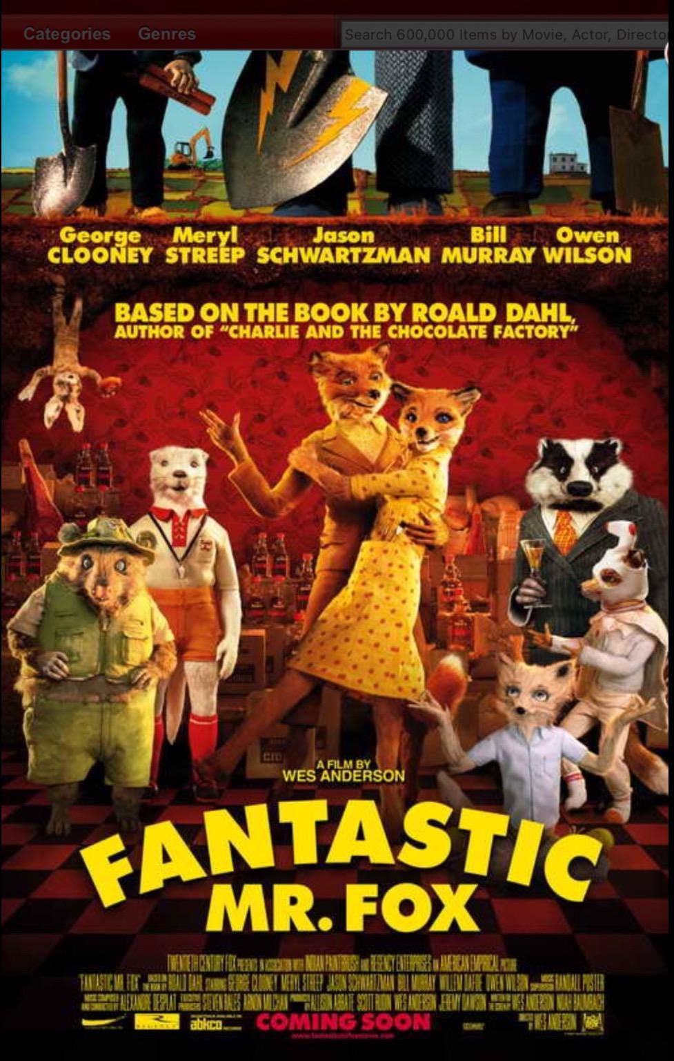 Fantastic Mr.Fox on a 11”x17” Unframed Movie Poster.Printed on Heavy Card Stock.A Great Addition To Your Man Cave.