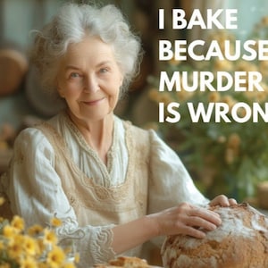 I Bake Because Murder Is Wrong on a 2”x3” Metal Refrigerator Magnet with Glossy Finish.A Gift For Her.