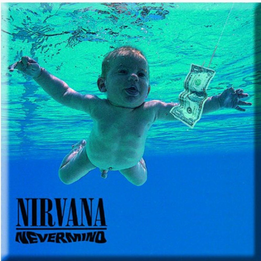 Nirvana Nevermind Album Cover on a 3”x3” Metal Magnet