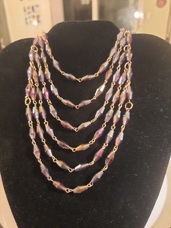 Vintage Stauer Crystal Beads Versatile 6 in 1 Purp