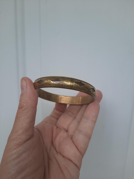 Ethnic Patterned Copper Bracelet Handcrafted Engr… - image 4