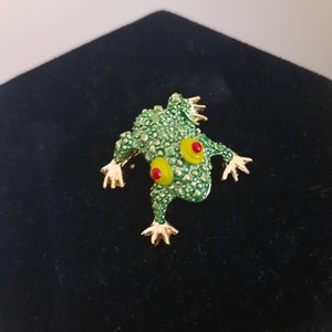 Vintage GERRY'S Signed Green Bumpy Texture Fat Frog Shiny Gold Tone Brooch Pin Fashion Best Gift image 2