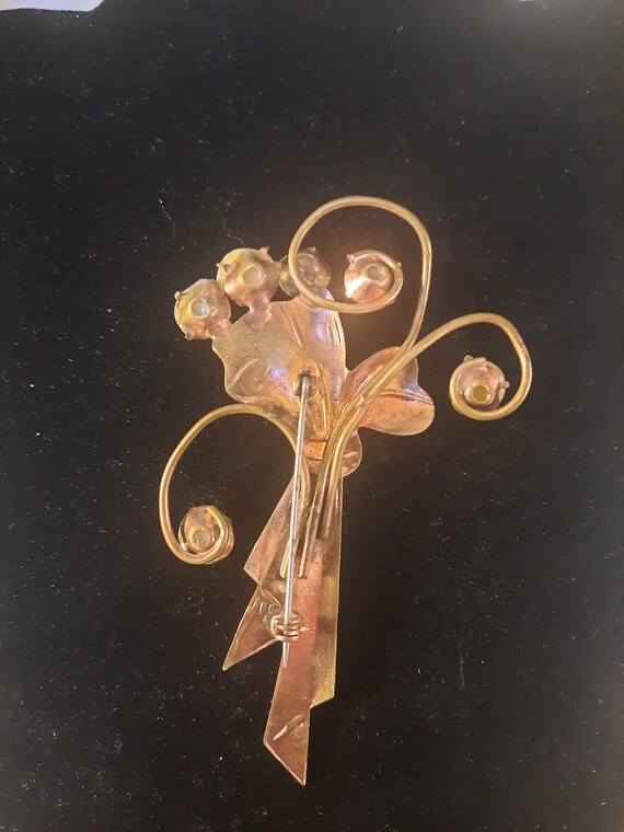 Vintage Coro Bouquet Brooch Statement Pin Yellow … - image 3