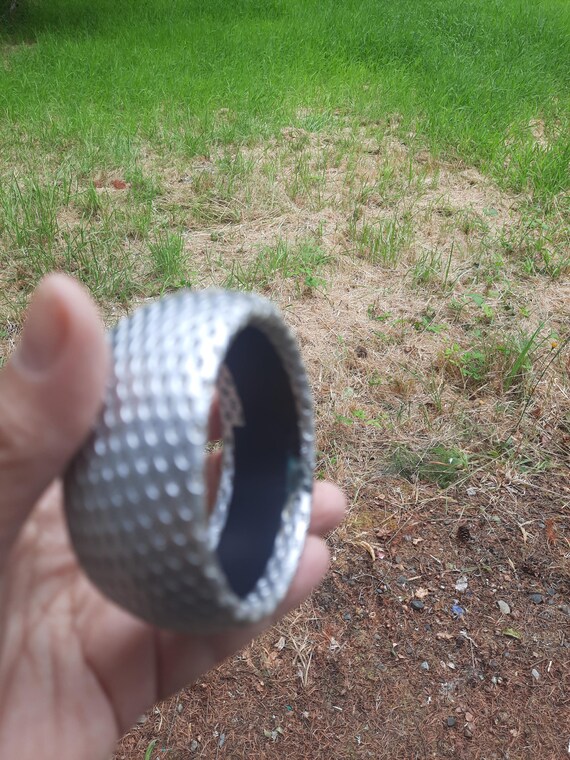 Chunky silver patterned bangle bracelet - image 3