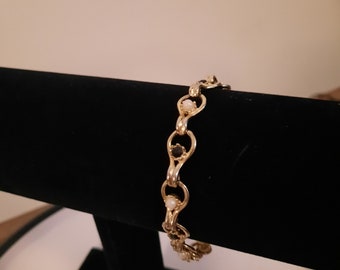 Vintage Gold Tone Trendy Romantic Rhinestone Perl Bracelet City Bar Fashion Best Gift