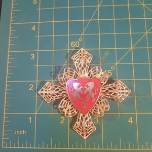 Vintage Heraldic Royal Cross Gold Tone Enamel Fashion Best Gift image 5