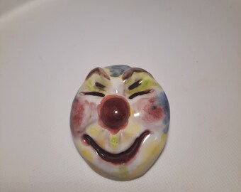 Antique CP DEPOSITATO 800 Italy HP Ceramic Silver Clown Pin Best Gift