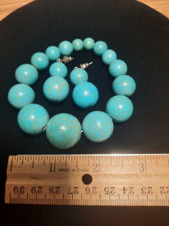 Southwestern Natural Turquoise Bracelet and Earri… - image 5