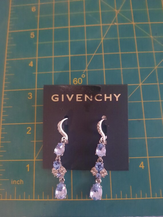 Givenchy Silver Tone Blue Linear Drop Earrings/ L… - image 4