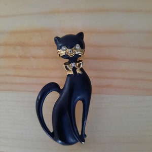 Vintage Black Cat Enamel Rhinestone Pin Fashion Best Gift