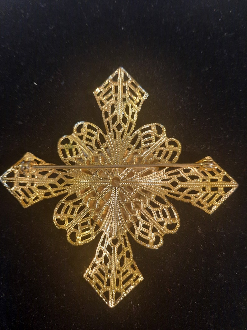 Vintage Heraldic Royal Cross Gold Tone Enamel Fashion Best Gift image 3