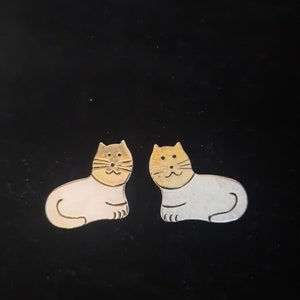 Vintage Cats Gold Silver Tone Clip On Earrings Fashion Best Gift