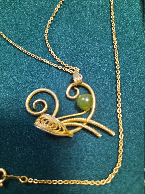 Necklace made of jadeite gold 12k pendant. - image 3