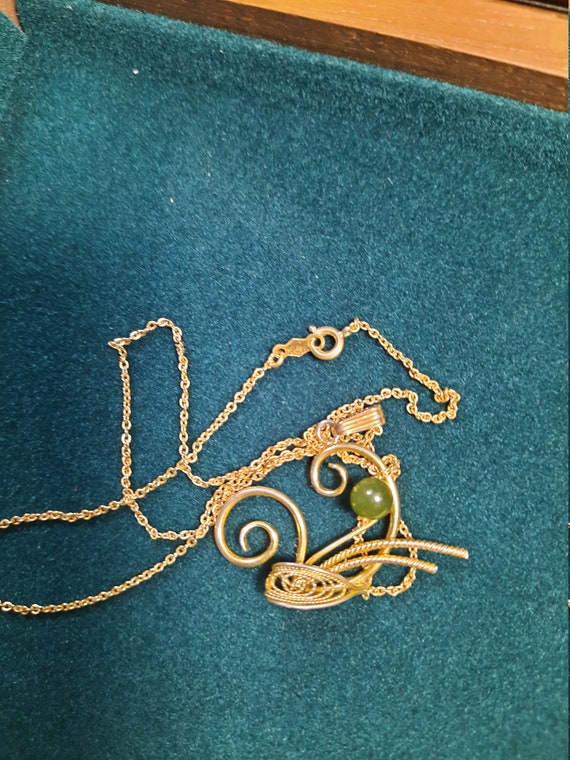 Necklace made of jadeite gold 12k pendant. - image 6