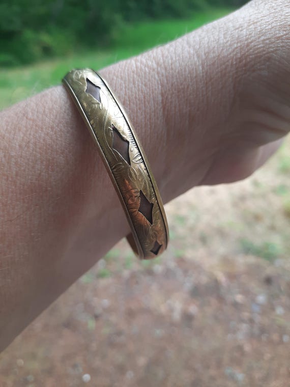 Ethnic Patterned Copper Bracelet Handcrafted Engr… - image 7