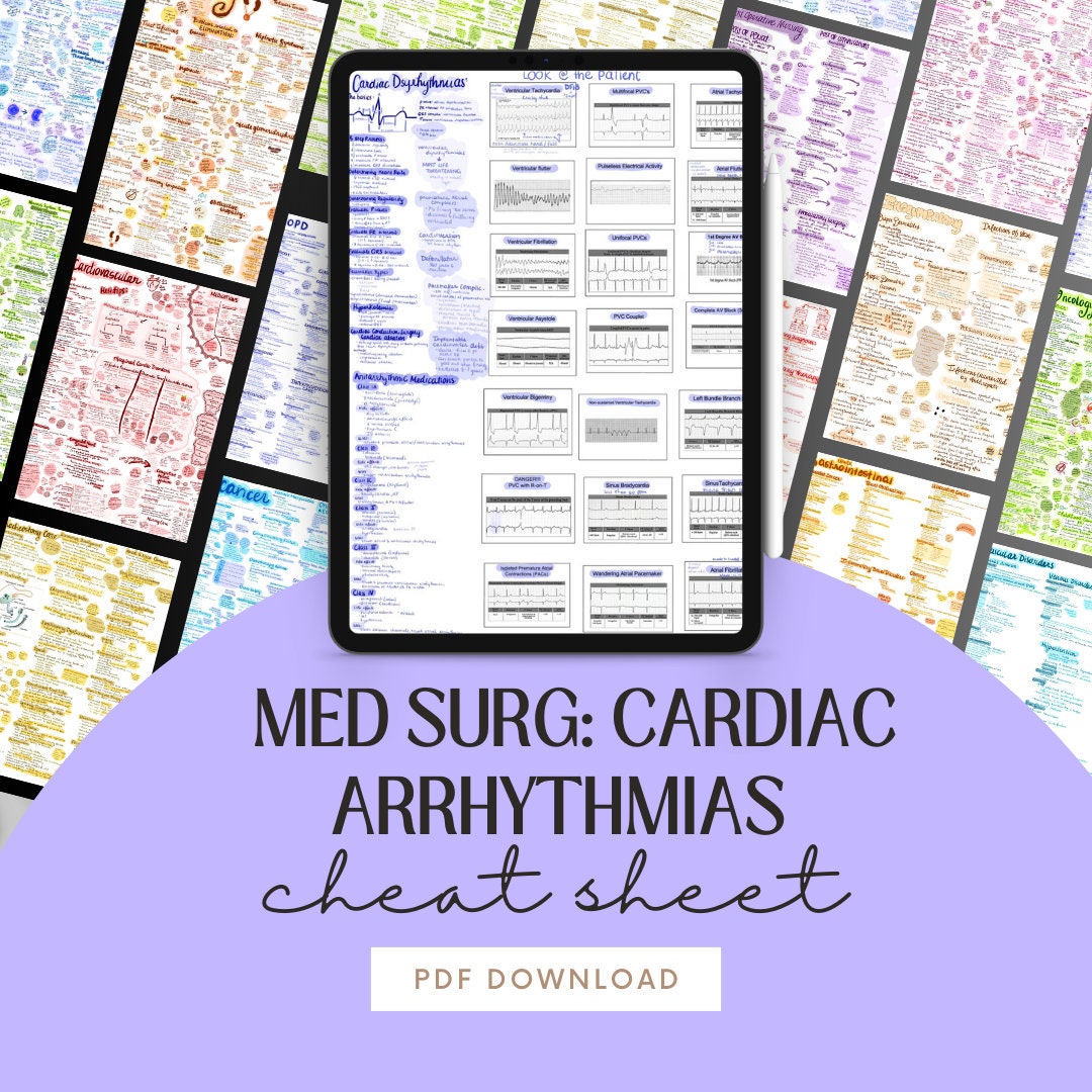 Med Surg: Cardiac Arrhythmias Nursing Notes Cheat Sheet - Etsy