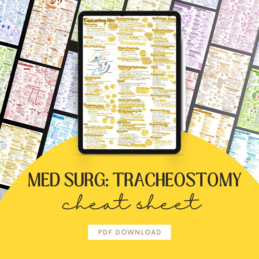 Med Surg Tracheostomy Care Nursing Notes Cheat Sheet Etsy
