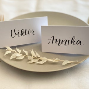 Tischkarten | Platzkarten | Namenskarten | personalisiert | handgeschrieben | Hochzeit | Taufe | Kommunion | Feier | Tischdeko | weiß