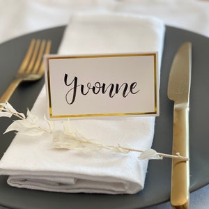 Tischkarten | Platzkarten | Namenskarten | gold | weiß | personalisiert | handgeschrieben | Hochzeit | Taufe | Jubiläum | Feier | Tischdeko