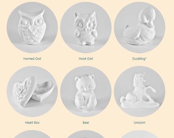 Ceramic Party Pack - Ready to Paint Craft Party Birthday Gift Paintable DIY Paintables Figures Figurines