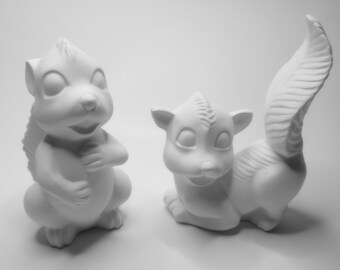 Ceramic Skunk Pack 2 pc - Ready to Paint Craft Party Birthday Gift DIY Figures Figurines Animals