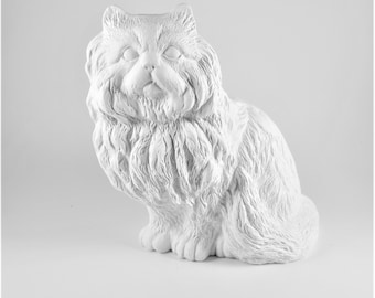 Ceramic Persian Cat- Ready to Paint Craft Party Gift Paintable DIY Animal Kitten
