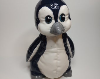Ceramic Penguin Bank - Finished or Ready to Paint Craft Party Gift Paintable DIY Animal