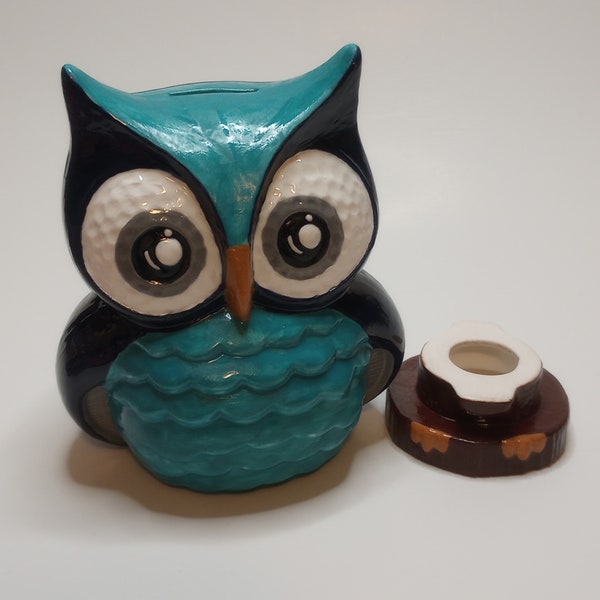 Ceramic Owl Bank - Finished or Ready to Paint Unfinished Craft Party Gift Paintable DIY Bird Animal