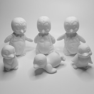 Ceramic Penguin Pack 6 pc - Ready to Paint Craft Party Birthday Gift DIY Figures Figurines Animals