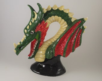 Ceramic Dragon Bust- Finished or Ready to Paint Unfinished Craft Party Gift Paintable DIY