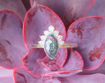 Cremation Memorial Keepsake Ring - 925 sterling silver and cz bezel ring. Sizes 4-13 ashes ring. Pet cremains ring. Ashes memorial jewelry