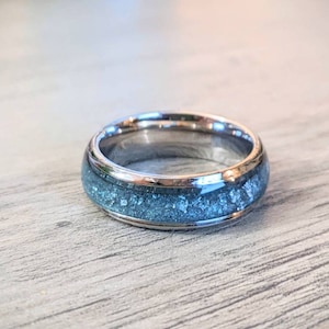 Cremation Keepsake Ring - Titanium, Tungsten, Ceramic, Sterling Silver ashes ring, 8mm,6mm, 4mm,3mm width bands. Black, Gold, Silver, White