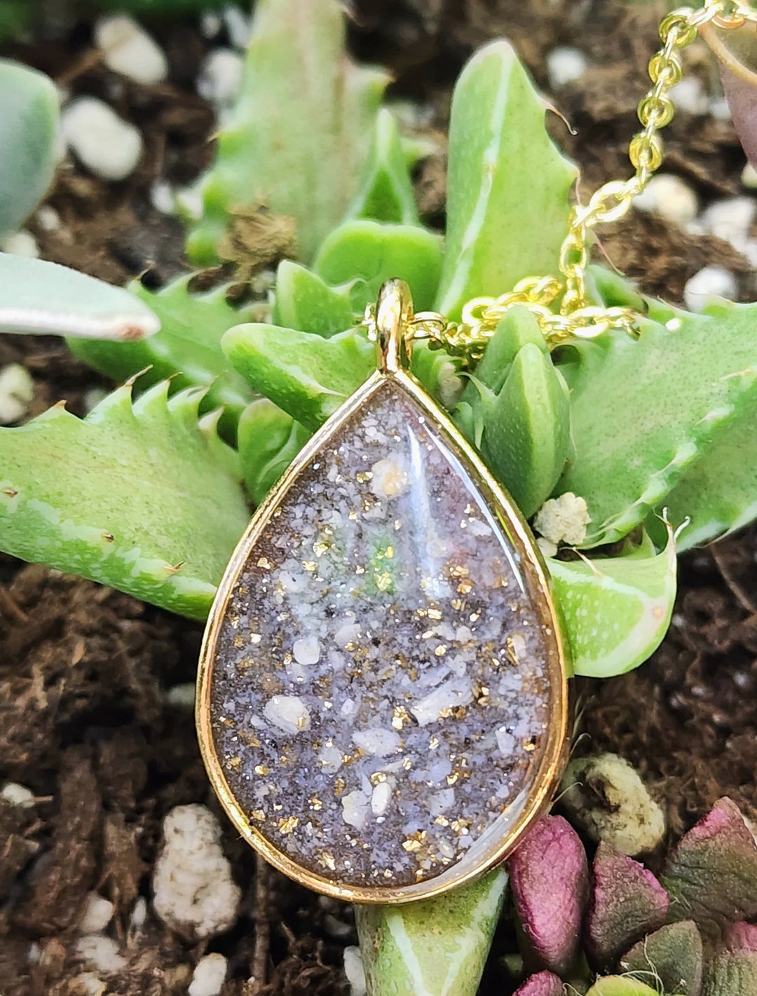 Cremation Memorial Resin Pendant Necklace Stainless Steel Etsy