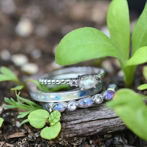 Cremation Keepsake Ring - 925 silver petite stacker ring. Sizes 5.5-10 (w/ half sizes) pet ashes/fur ring. Memorial keepsake ring