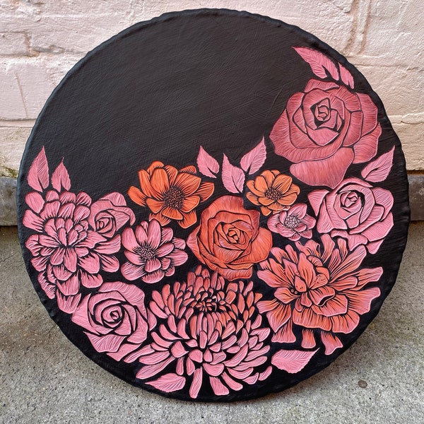 Paint Carving: Twelves Flowers