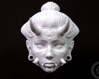 Hannya Mask Väggdekor, 20 cm Japansk Oni Demon Mask, 3D Printed Yokai Art