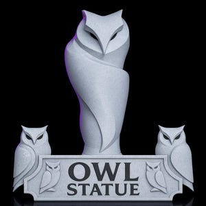Owl Statue – 3D Printed Barn Owl Ornament, Bird Figurine, Indoor Home Decor, Nature Lover Gift
