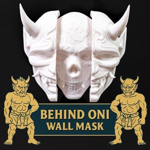Hannya Oni Wall Art – Japanese Demon Mask Decor 3D Printed Sculpture Modern Samurai Home Decor Flat Back Ready to Hang Free UK Shipping
