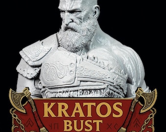 Busto de Kratos de God of War Ragnarok, estatua de exhibición impresa en 3D de 23 cm para videojuegos.