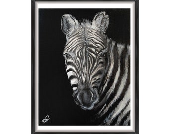 Canvas Print Black & White Zebra, Zebra Wall Art, Zebra Wall Decor, Animal Wall Art, Animal Canvas, Zebra Photo, Painting, Acrylic