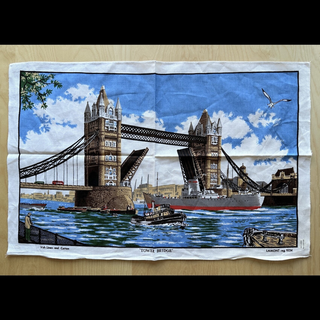 Rare Vintage Lamont Tea Towel, London England Tea Towel, English ...