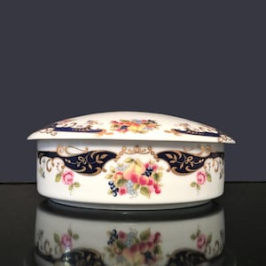 Vintage Limoges & Royal Porcelain Trinket Box in Fruit Pattern with 24k Gold, ***Tariff-Free***