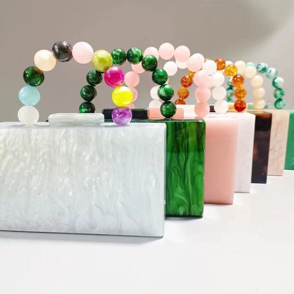 Acrylic Clutch, Acrylic Pearl Box Clutch, Marble Look Clutch Bag, Acrylic Clutch Bag